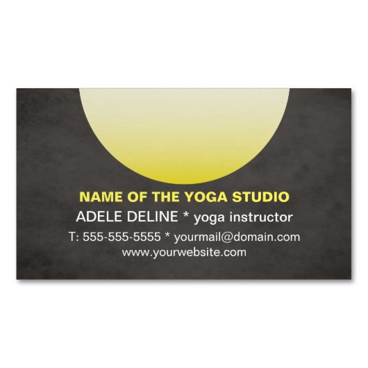 テクスチモダンックブラックイエローヨガインストラクター マグネット名刺 (正面)