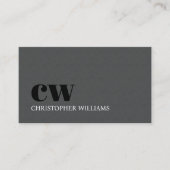 テクスチモダンャエレガントググレーモノグラムはっきりした 名刺 (正面)