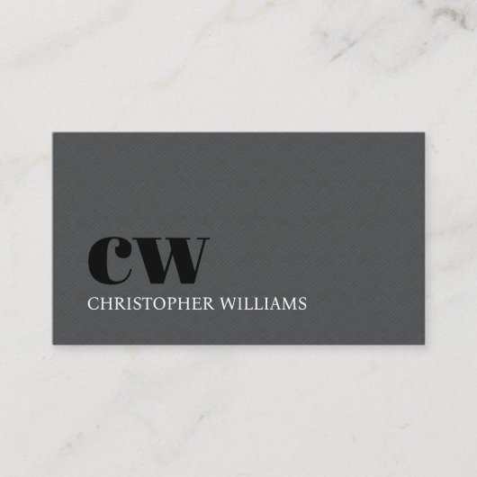 テクスチモダンャエレガントググレーモノグラムはっきりした 名刺 (正面)