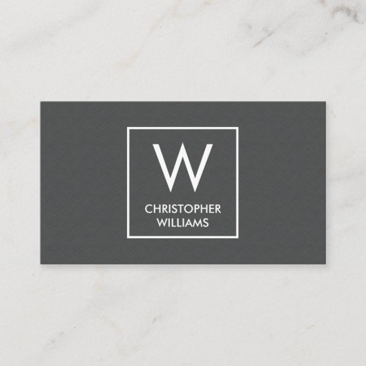 テクスチモダンャエレガントググレーモノグラム弁護士 名刺 (正面)
