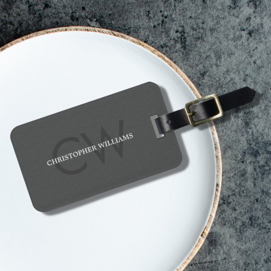 テクスチモダンャエレガントググレーモノグラム ラゲッジタグ