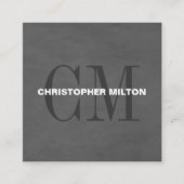 テクスチモダンャエレガント・グレー・モノグラム・コンサルタント スクエア名刺 (正面)