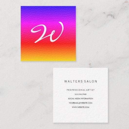 テクスチモダンャカラフルモノグラム スクエア名刺 (正面/裏面)