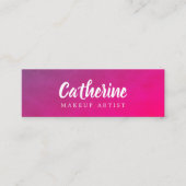 テクスチモダンャ紫ピンクのメイクアップアーティスト スキニー名刺 (正面)