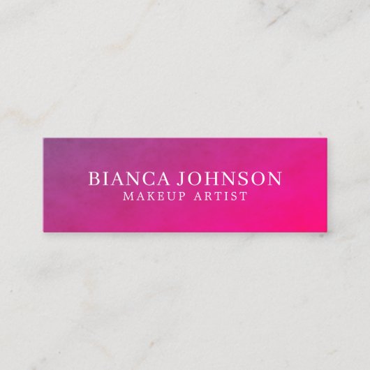 テクスチモダンャ紫ピンクのメイクアップアーティスト スキニー名刺 (正面)