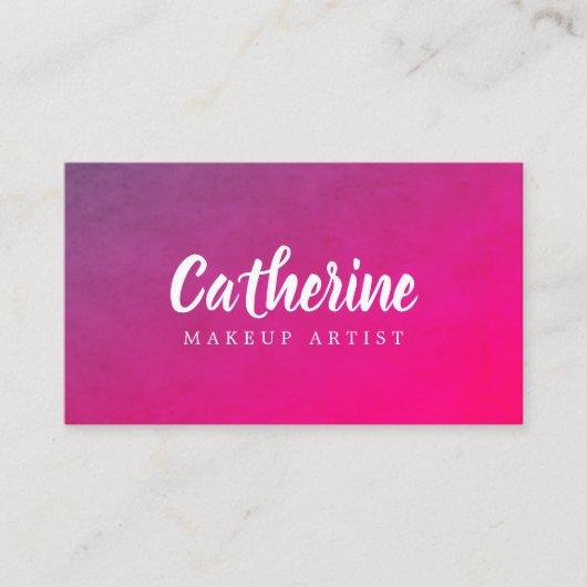 テクスチモダンャ紫ピンクのメイクアップアーティスト 名刺 (正面)