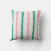 テクスチモダンュなピンクの緑のイカットパテストライプン クッション (裏面)