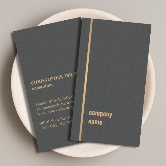 テクスチモダンュエレガントグレー金ゴールドコンサルタフェイクント 名刺
