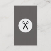 テクスチモダンュエレガントーグレーのシザースヘアスタイリスト 名刺 (裏面)