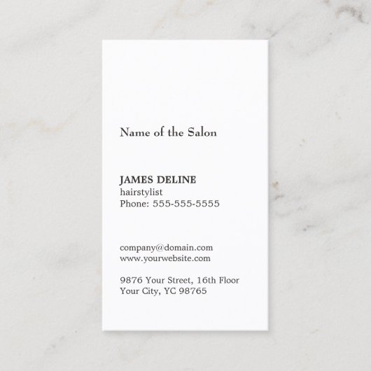 テクスチモダンュエレガントーグレーのシザースヘアスタイリスト 名刺 (正面)