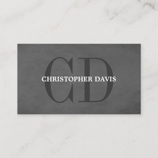 テクスチモダンュエレガントーグレーモノグラムQRコード 名刺 (正面)