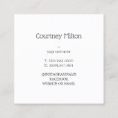 テクスチモダンュエレガントーベージュブルーロータスヨガ スクエア名刺 (裏面)