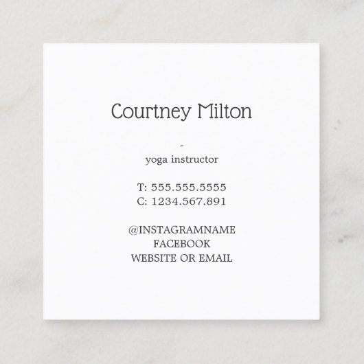 テクスチモダンュエレガントーベージュブルーロータスヨガ スクエア名刺 (裏面)