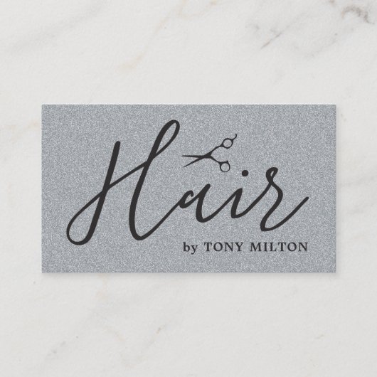 テクスチモダンーググレー黒はさみヘアはっきりしたサロン 名刺 (正面)