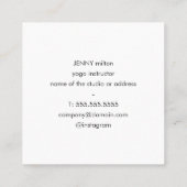 テクスチモダンーパステルホワイトヨガインストラクター スクエア名刺 (裏面)