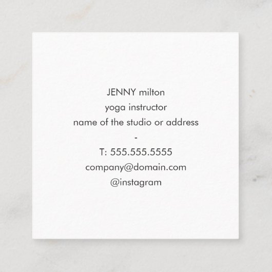 テクスチモダンーパステルホワイトヨガインストラクター スクエア名刺 (裏面)
