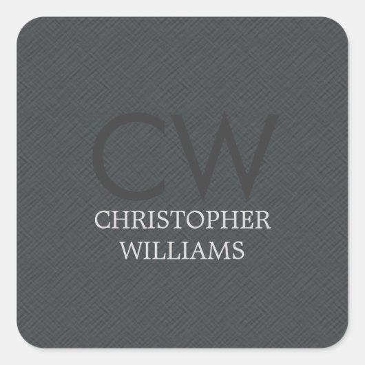 テクスチモダン男らしーググレーモノグラム スクエアシール (正面)