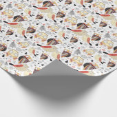 テクスチャおもしろいフクロウ ラッピングペーパー (角)