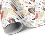 テクスチャおもしろいフクロウ ラッピングペーパー (ロールコーナー)