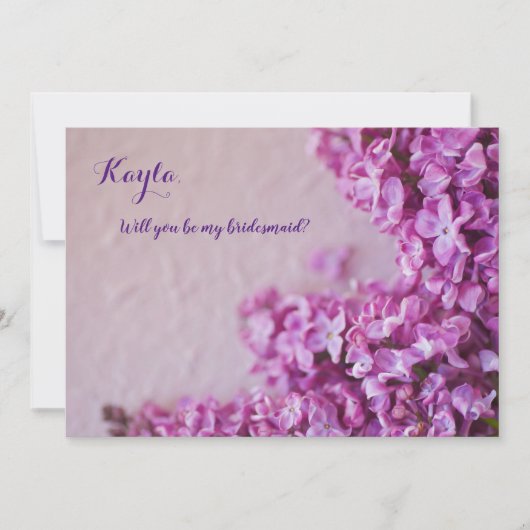 テクスチャにフレッシュ紫色のライラック 招待状 (正面)