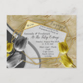 テクスチャのグレーと黄色のチューリップ。 インビテーションポストカード (正面)