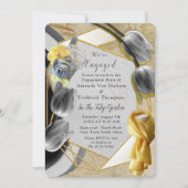 テクスチャのグレーと黄色のチューリップ。 招待状 (正面)