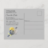 テクスチャのグレーと黄色のチューリップ。 案内ポストカード (裏面)