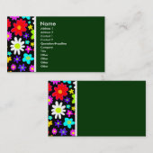テクスチャのトーン（漫画の花）濃い緑 名刺 (正面/裏面)