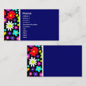 テクスチャのトーン(漫画の花)濃い青 名刺 (正面/裏面)