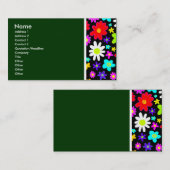 テクスチャのトーン(漫画の花) II – 濃い緑 名刺 (正面/裏面)