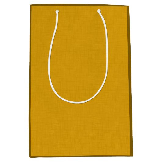 テクスチャの濃い金ゴールド ミディアムペーパーバッグ (正面)