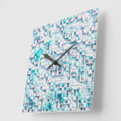 テクスチャの粗いスタイル、モザイク正方形の青いタイル スクエア壁時計 (傾斜)