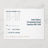 テクスチャはっきりしたティール(緑がかった色)ダマスクRSVP インビテーションポストカード (裏面)