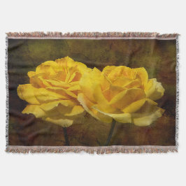 テクスチャイエローローズズブランケット スローブランケット