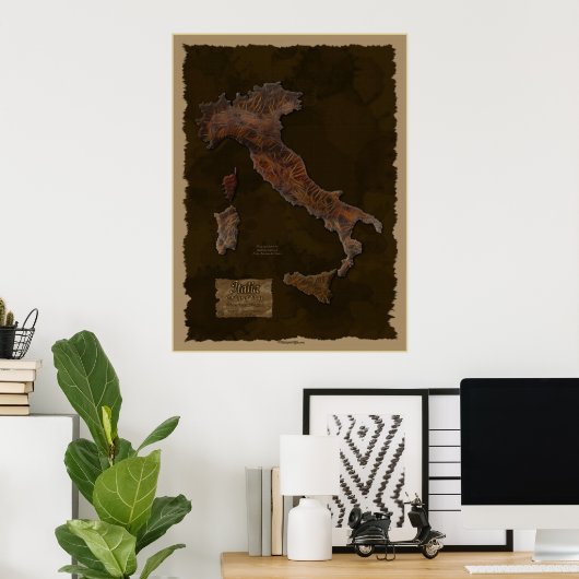 テクスチャイタリアンマップアートポスター ポスター (ホームオフィス)