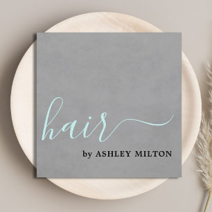 テクスチャエレガントグレーターコイズタイポグラフィヘア スクエア名刺