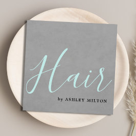 テクスチャエレガントグレーターコイズタイポグラフィヘア スクエア名刺