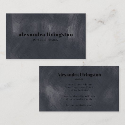 テクスチャエレガントグレー水カラープロフェッショナル 名刺 (正面/裏面)