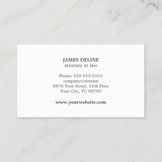 テクスチャエレガントホワイトブルーモノグラム弁護士 名刺 (裏面)