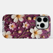 テクスチャエレガント付き紫にクリーム色の花 Case-Mate iPhoneケース (裏面 (横))