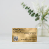 テクスチャエレガント付き金箔メタルQRコード 名刺 (スタンド正面)