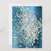 テクスチャエレガント付き青ホログラフィックパステル結婚ズ 招待状 (裏面)