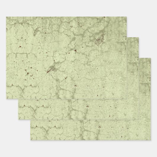 テクスチャオリーブグリーンヴィンテージデコパ素朴ージュ ラッピングペーパーシート (セット)