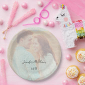 テクスチャオーバーレイ色あせパーソナライズされたた写結婚真 ペーパープレート (パーティー)