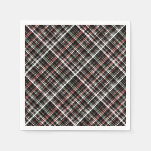 テクスチャクリスマスタータンチェック。 スタンダードカクテルナプキン (正面)