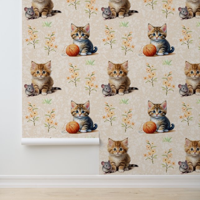 テクスチャクリームに水色キャットマウスの糸フローラ 壁紙 (アプリケーション)