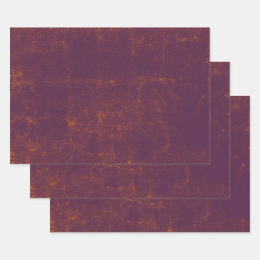 テクスチャグランジ紫オレンジ素朴ヴィンテージ ラッピングペーパーシート (セット)