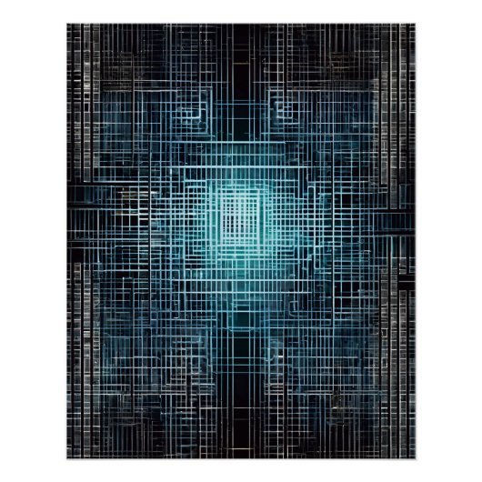 テクスチャグリッド: 洗練されたデジタルアート ポスター (正面)