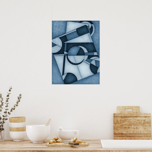 テクスチャシアン型幾何学的抽象芸術アート ポスター (キッチン)