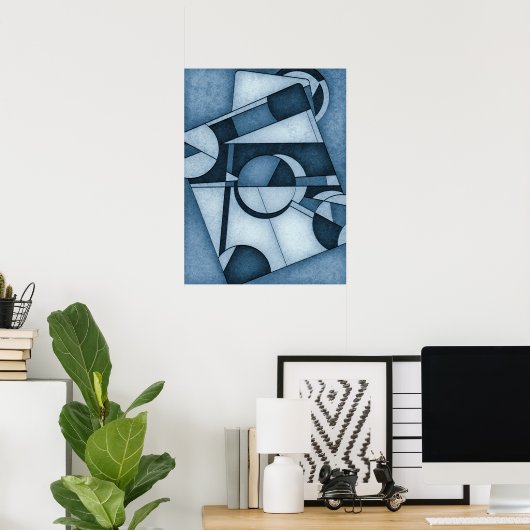 テクスチャシアン型幾何学的抽象芸術アート ポスター (ホームオフィス)